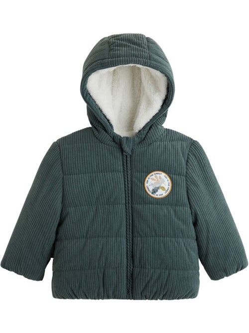 Doudoune bébé en velours côtelé doublée sherpa avec capuche Elliott - Kiabi