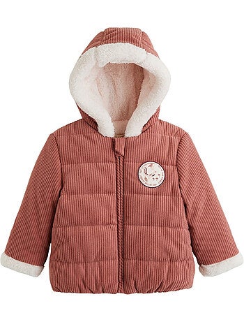 Doudoune bébé en velours côtelé doublée sherpa avec capuche evie