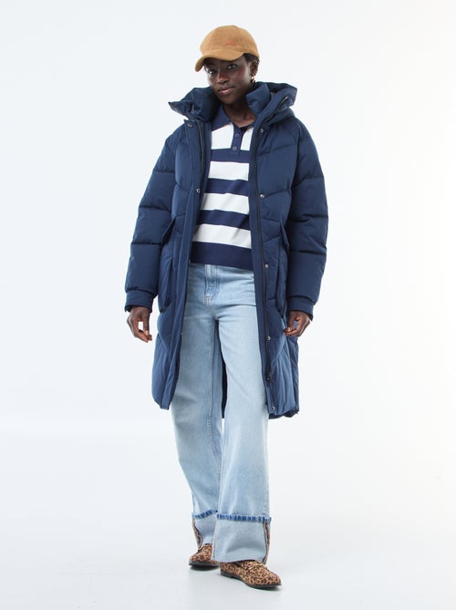 Doudoune chaude longue déperlante à capuche - Kiabi