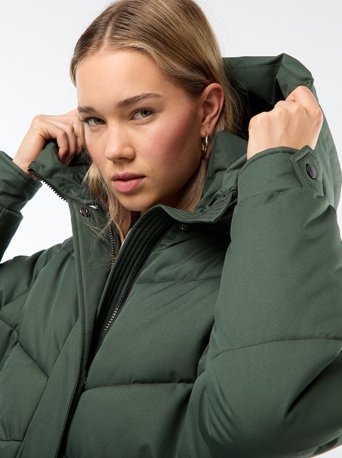 Doudoune chaude longue déperlante à capuche - Kiabi