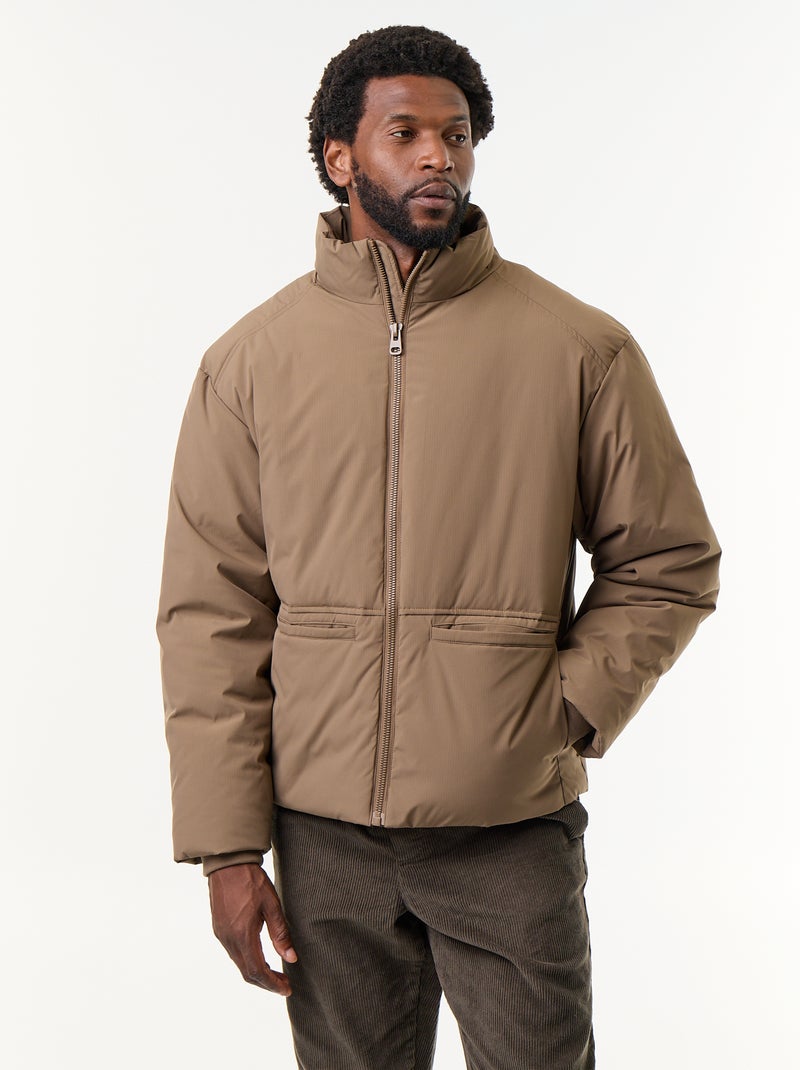 Doudoune col montant emmanchures raglan Marron - Kiabi