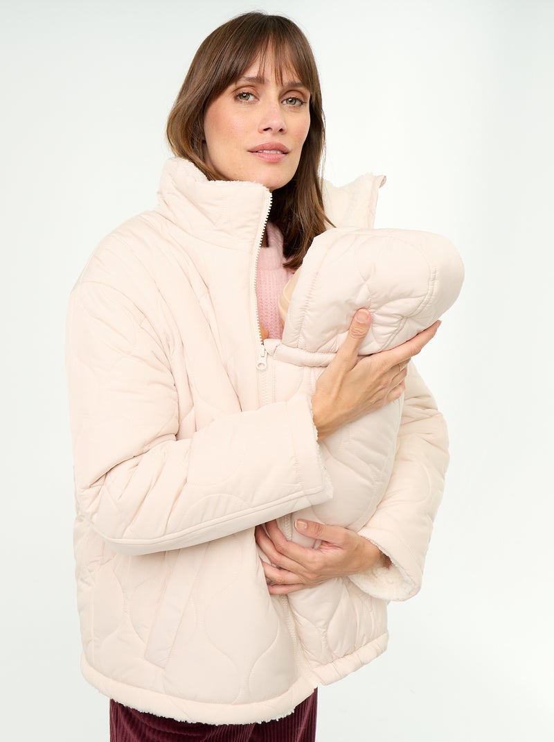 Doudoune de maternité matelassée et intérieur sherpa Beige - Kiabi