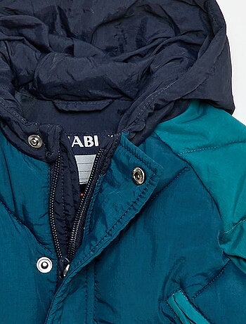 Doudoune déperlante à capuche color bloc