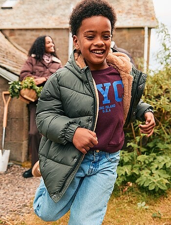 Doudoune déperlante à capuche matelassée