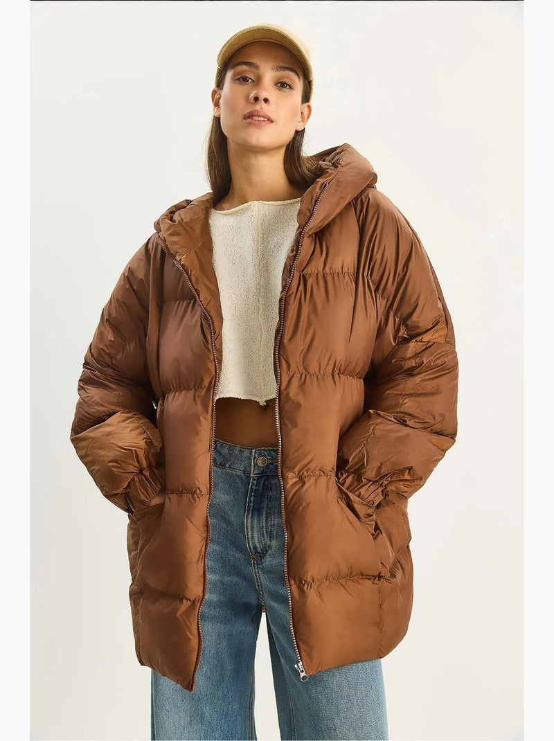 Doudoune épaisse oversize à capuche lucci Marron chocolat - Kiabi