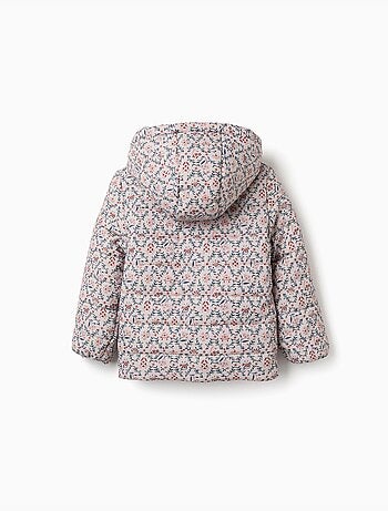 Doudoune floral avec capuche et doublure en peluche douce synthétique