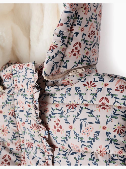 Doudoune floral avec capuche et doublure en peluche douce synthétique - Kiabi