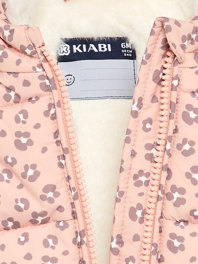 Doudoune imprimée à capuche sans manches Orange - Kiabi