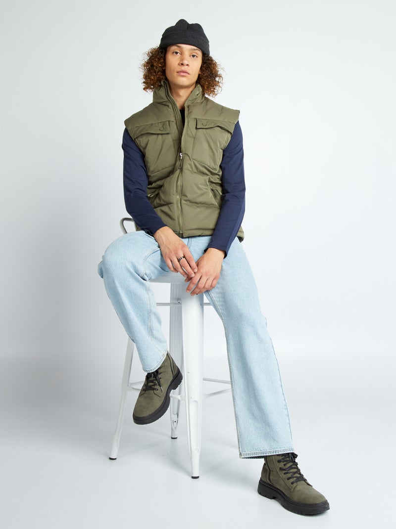 Doudoune large sans manches Vert kaki - Kiabi