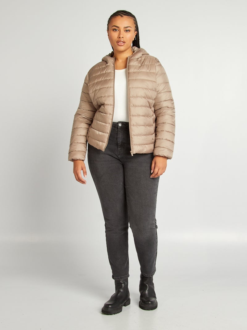 Doudoune légère à capuche Beige - Kiabi