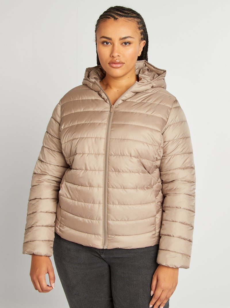 Doudoune légère à capuche Beige - Kiabi