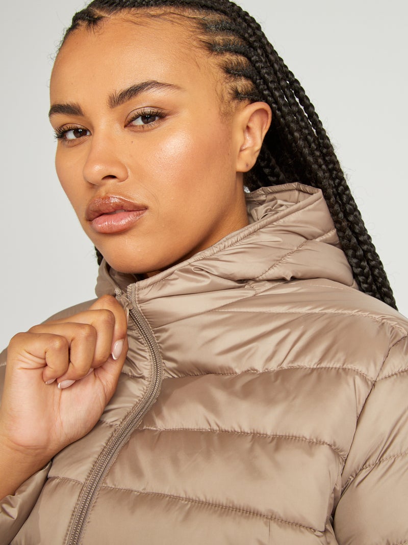 Doudoune légère à capuche Beige - Kiabi