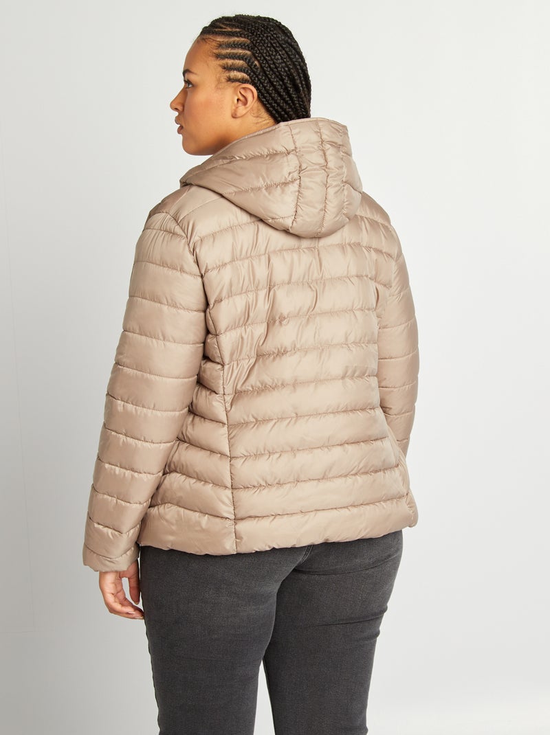 Doudoune légère à capuche Beige - Kiabi