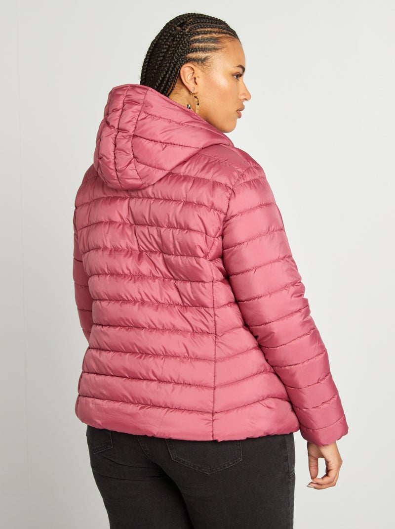 Doudoune légère à capuche Rose - Kiabi
