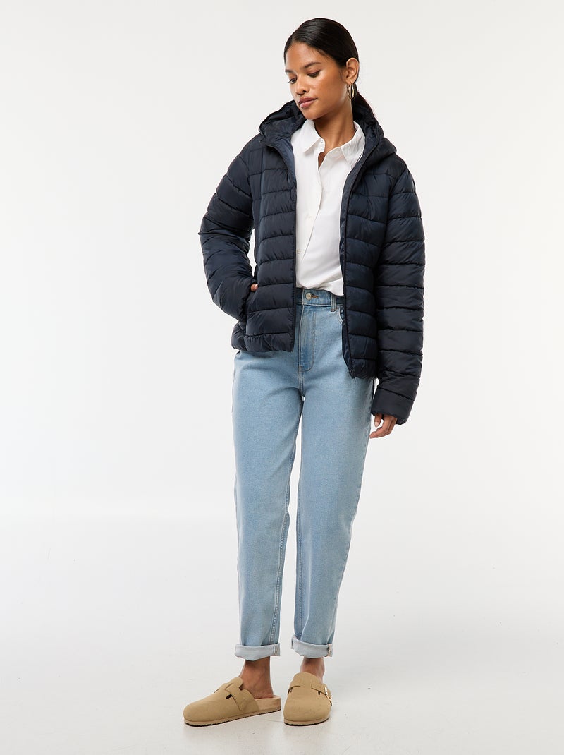 Doudoune légère à capuche unie Bleu - Kiabi