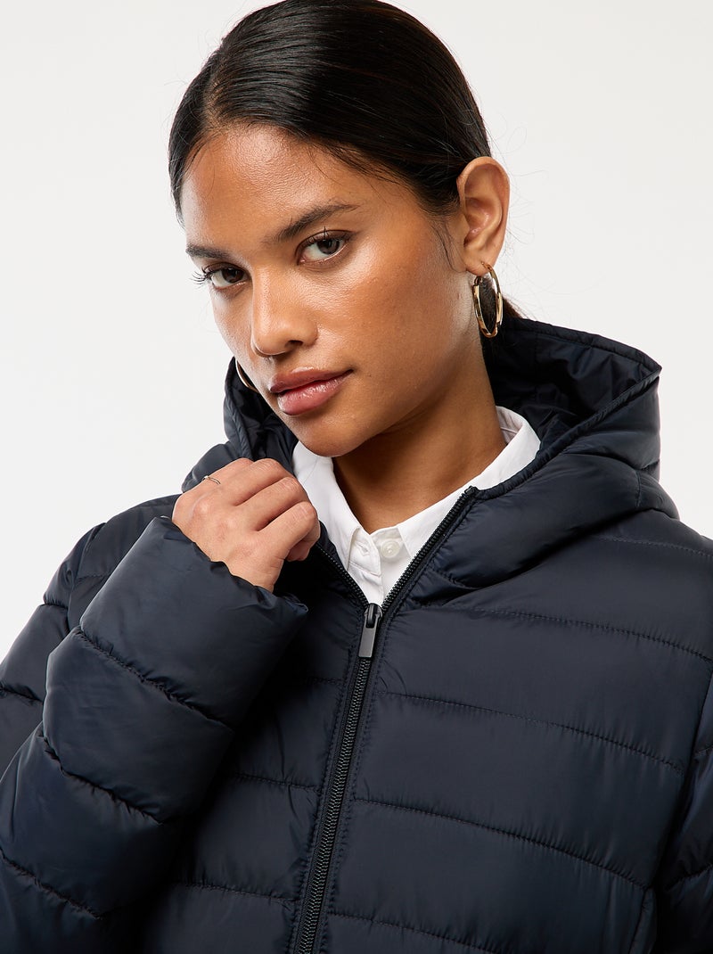 Doudoune légère à capuche unie Bleu - Kiabi