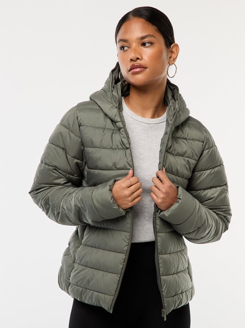 Doudoune légère à capuche unie - Kiabi