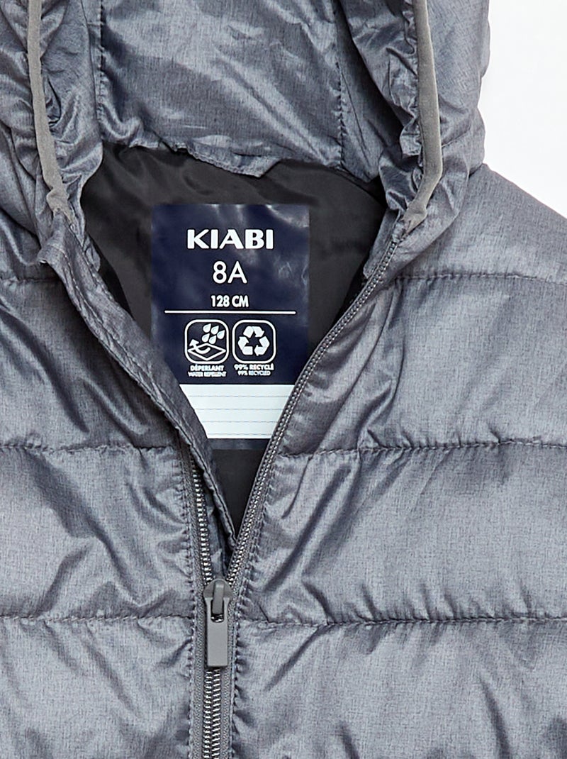 Doudoune légère avec capuche Gris - Kiabi