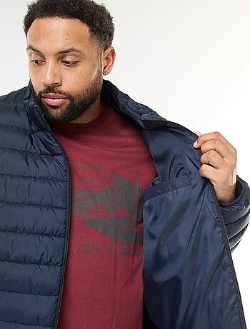 Doudoune légère unie à manches longues et col montant