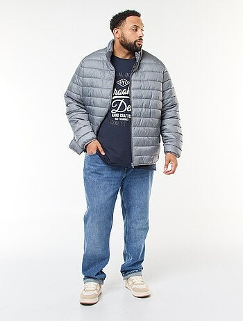 Doudoune légère unie à manches longues et col montant