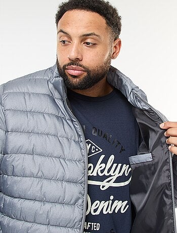 Doudoune légère unie à manches longues et col montant