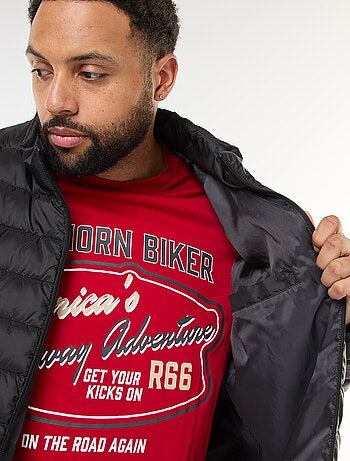 Doudoune légère unie à manches longues et col montant