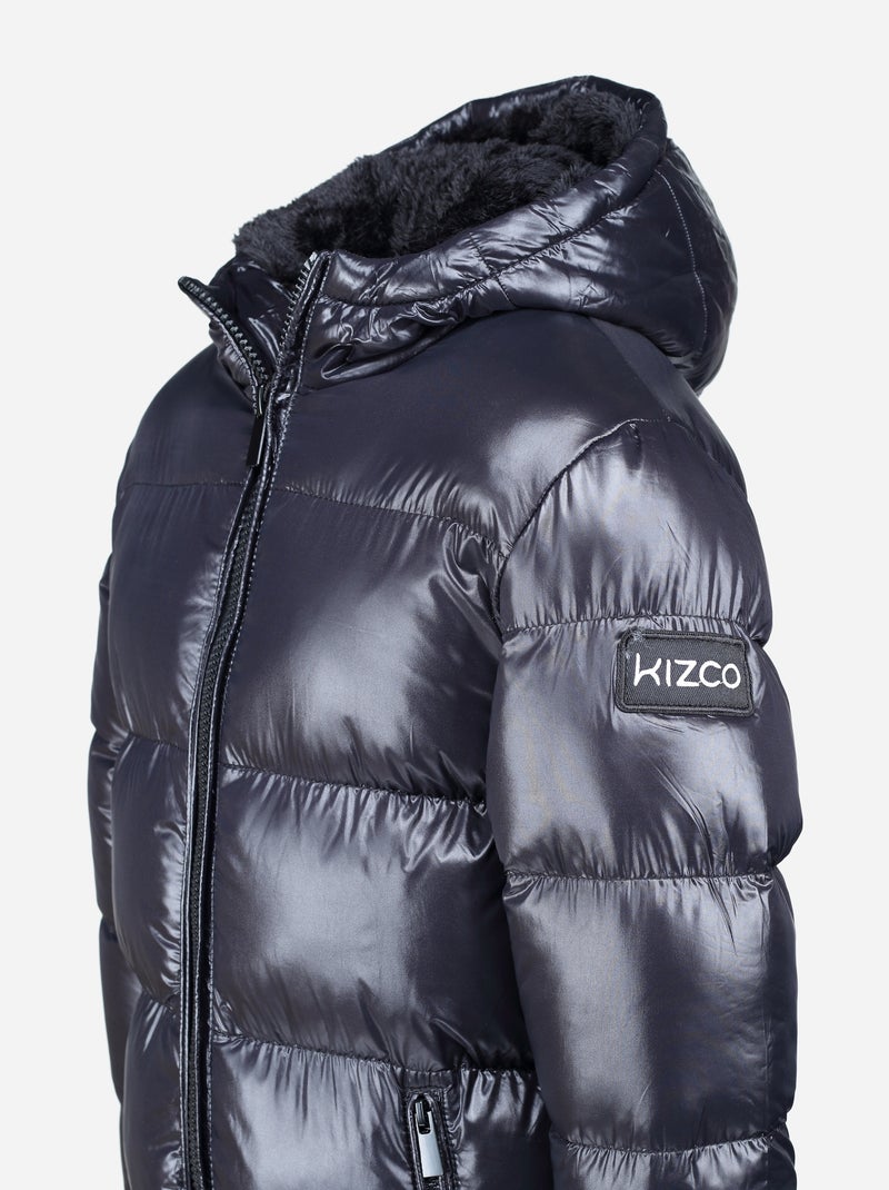 Doudoune longue à capuche - Kizco Noir - Kiabi