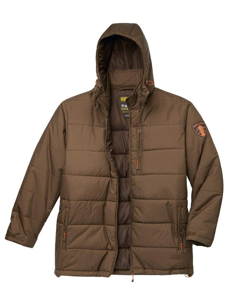 Doudoune Longue avec Capuche Amovible   - ATLAS FOR MEN Marron - Kiabi