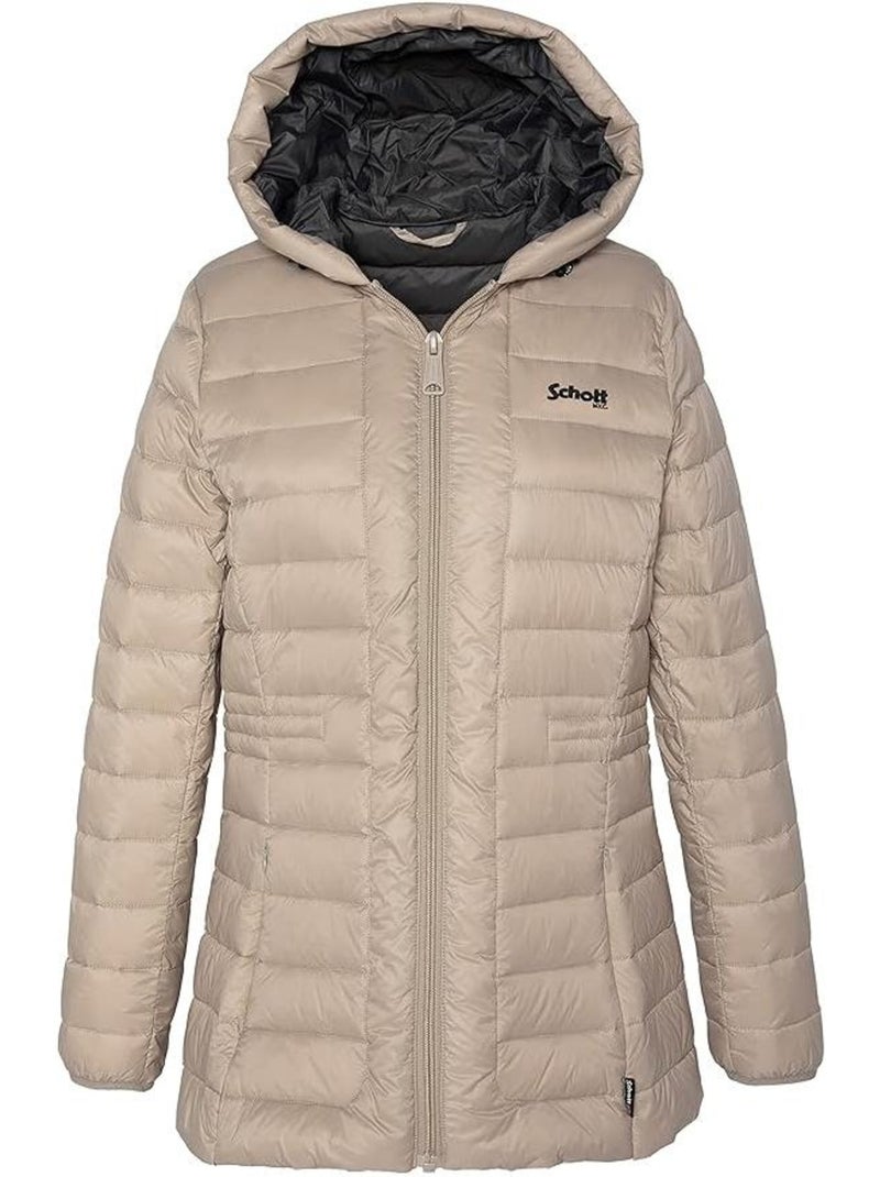 Doudoune longue femme schott Beige - Kiabi