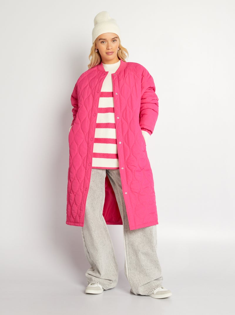 Doudoune longue matelassée Rose - Kiabi