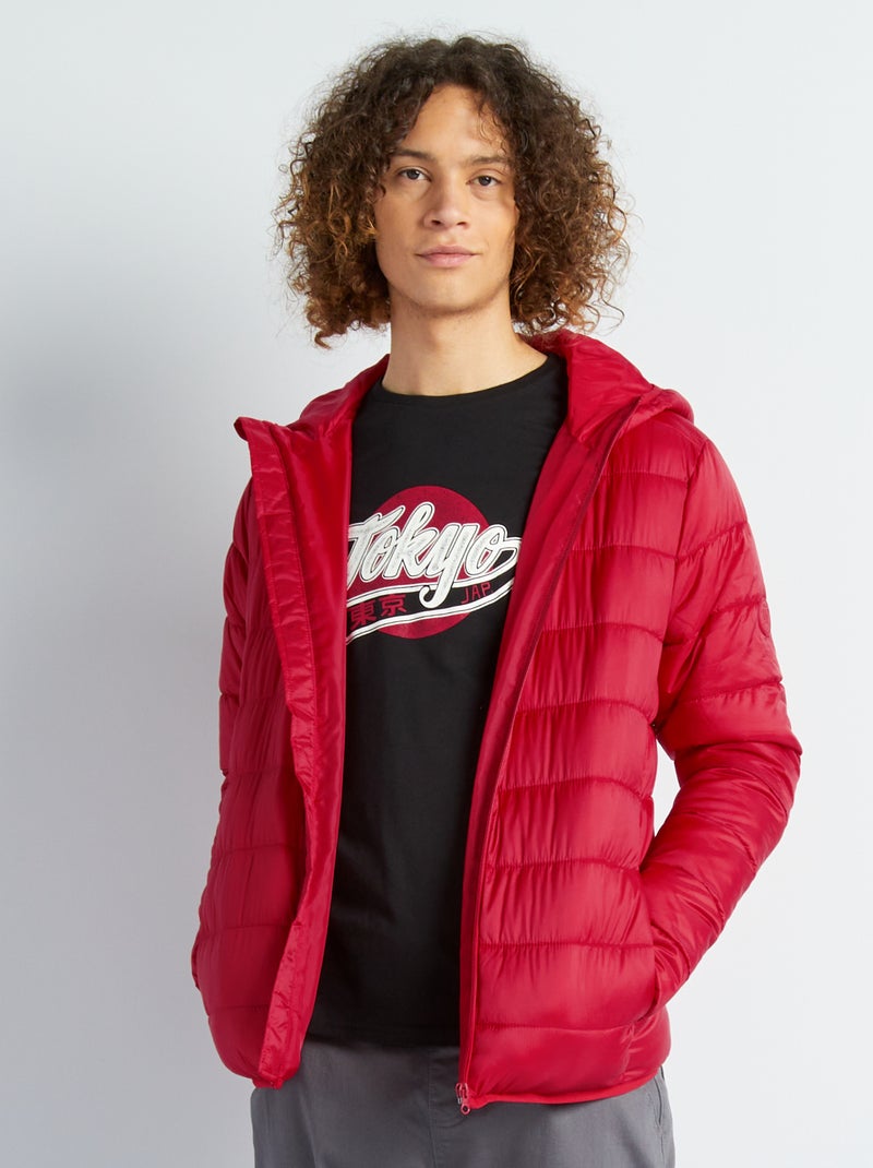 Doudoune matelassé à capuche Rouge - Kiabi