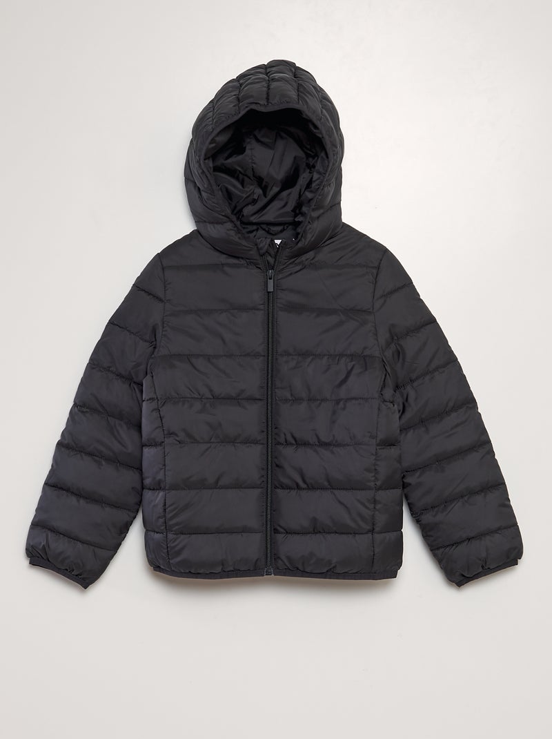 Doudoune matelassée à capuche noir - Kiabi