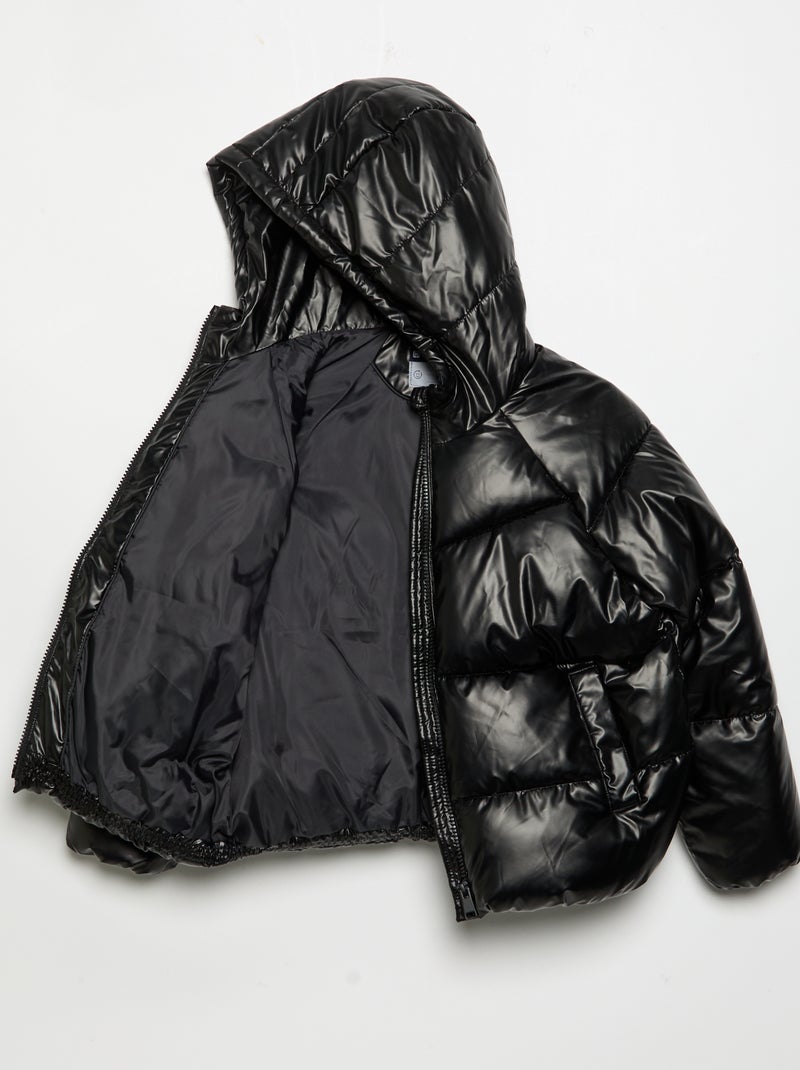 Doudoune matelassée à capuche Noir - Kiabi