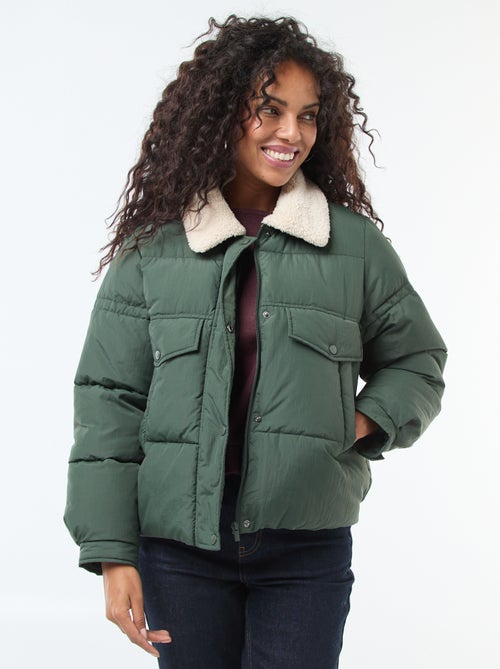 Doudoune matelassée avec col effet mouton - Kiabi