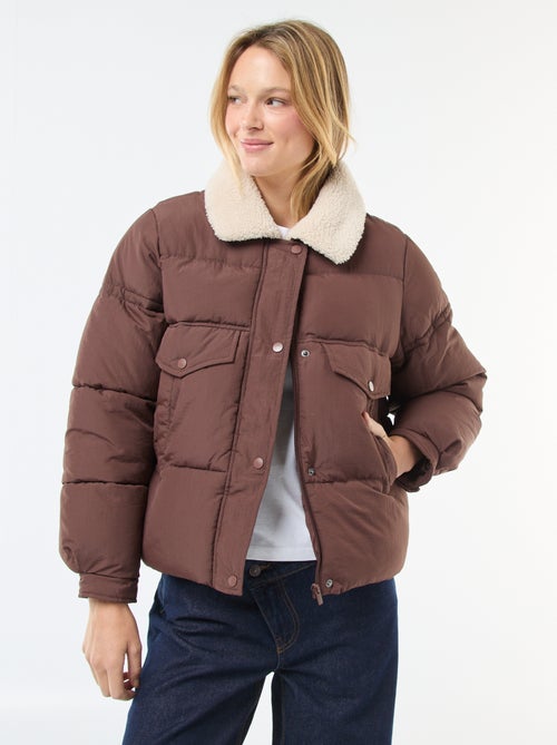 Doudoune matelassée avec col effet mouton - Kiabi