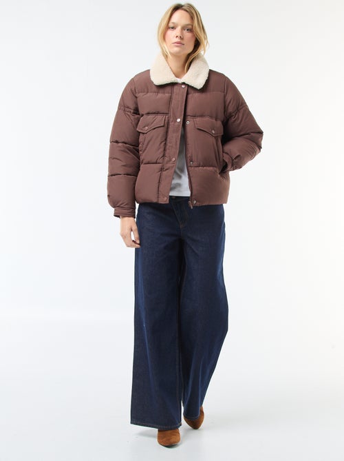 Doudoune matelassée avec col effet mouton - Kiabi