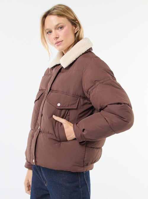 Doudoune matelassée avec col effet mouton - Kiabi