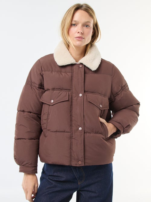 Doudoune matelassée avec col effet mouton - Kiabi