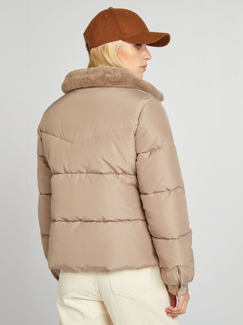 Doudoune matelassée avec col montant Beige - Kiabi
