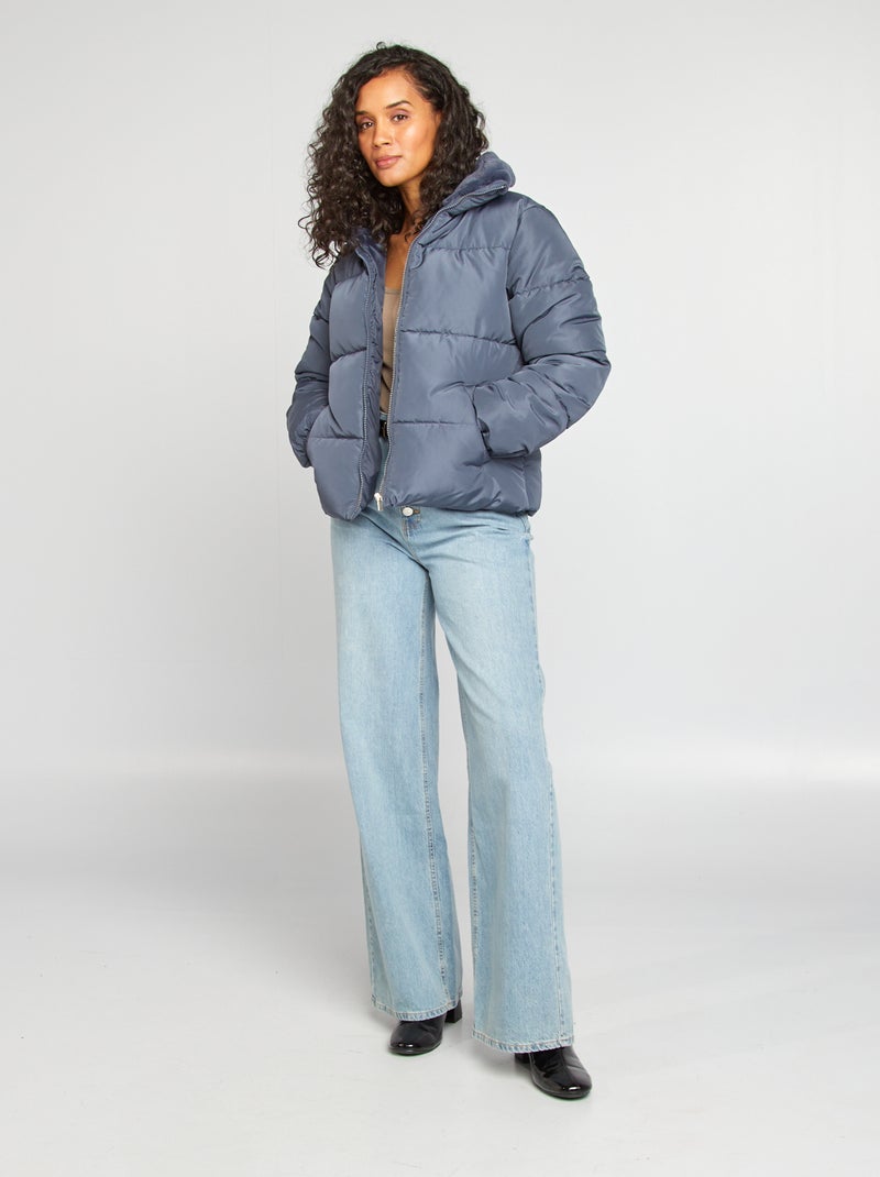 Doudoune matelassée avec col montant Gris bleu - Kiabi