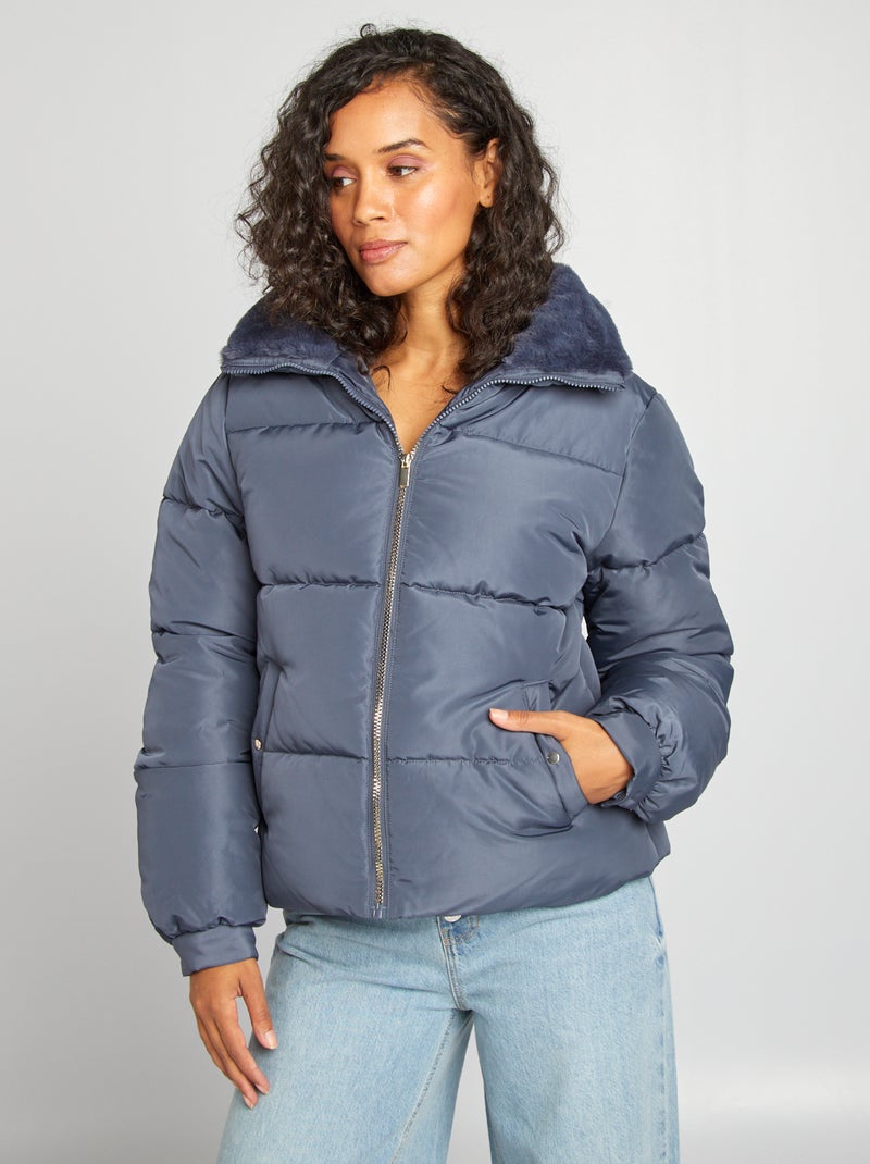 Doudoune matelassée avec col montant Gris bleu - Kiabi