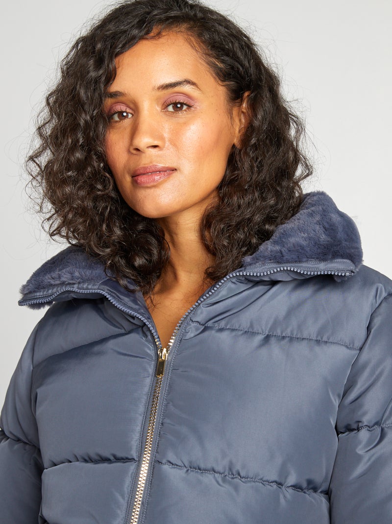 Doudoune matelassée avec col montant Gris bleu - Kiabi