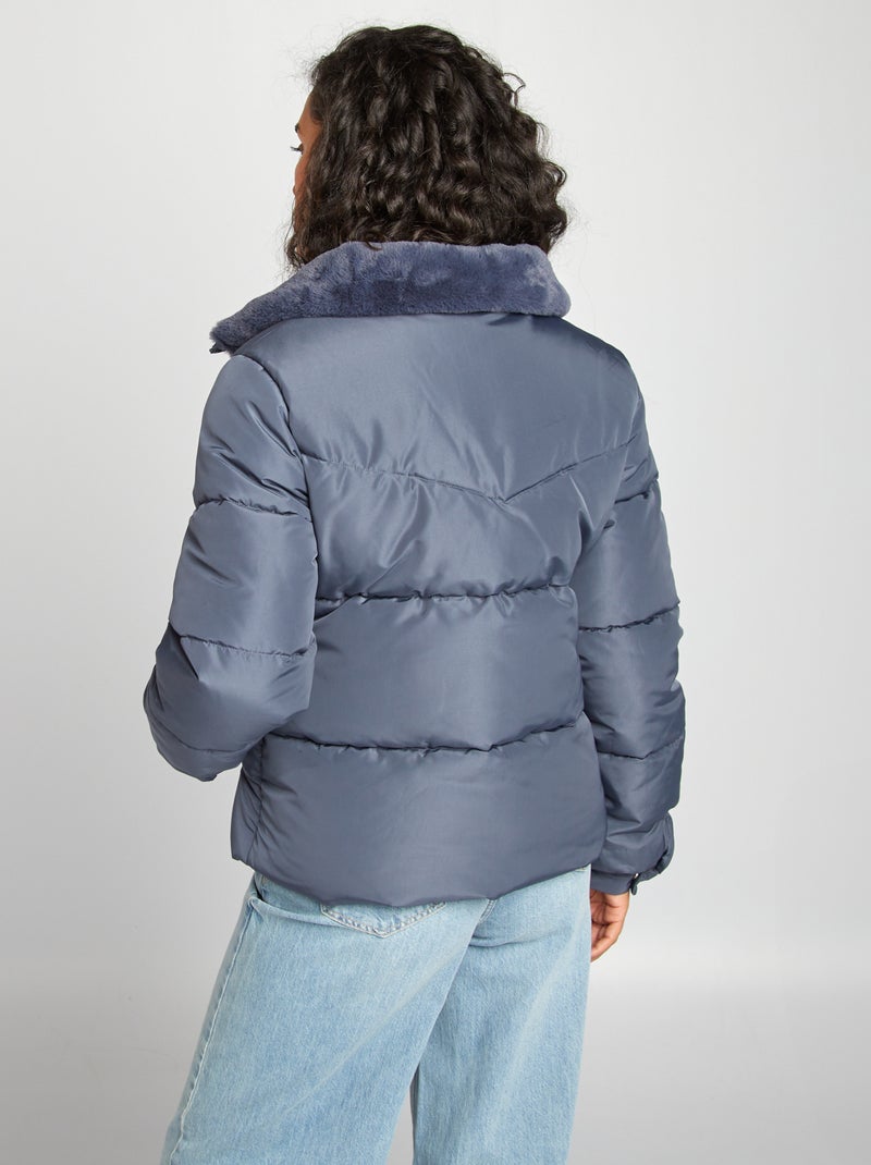Doudoune matelassée avec col montant Gris bleu - Kiabi