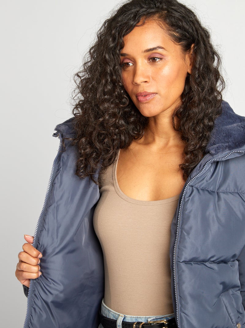 Doudoune matelassée avec col montant Gris bleu - Kiabi