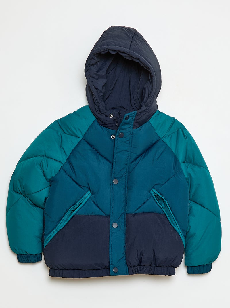 Doudoune matelassée color bloc Bleu - Kiabi