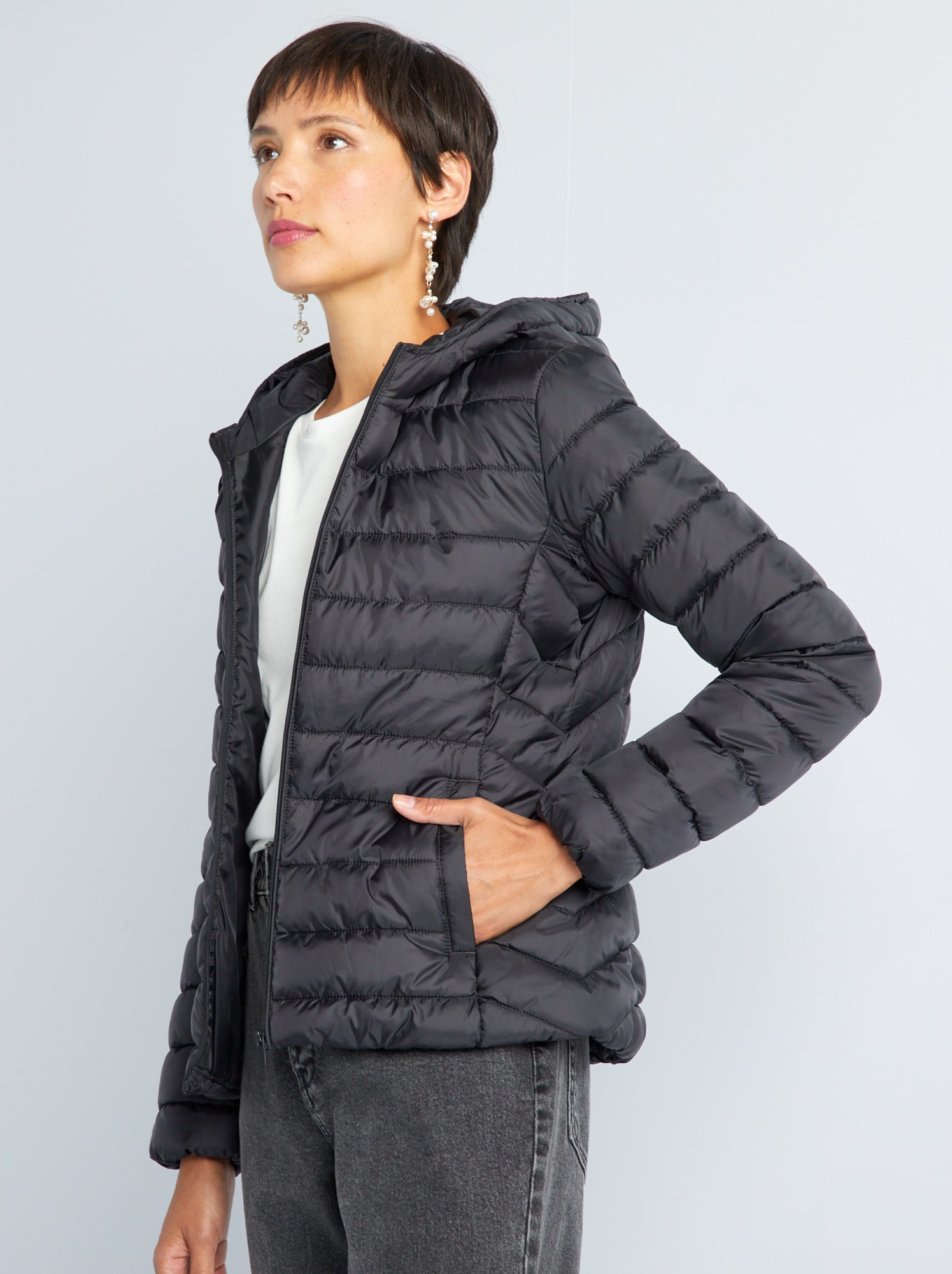 Manteau matelasse femme noir