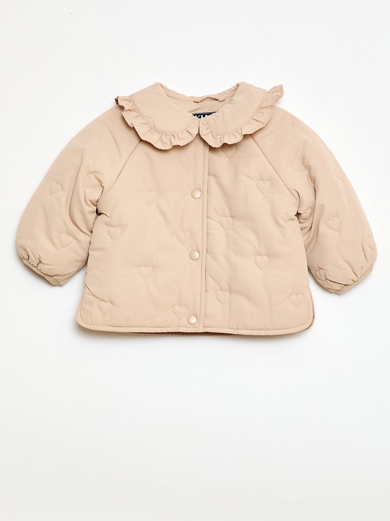 Doudoune matelassée en cœurs Beige - Kiabi