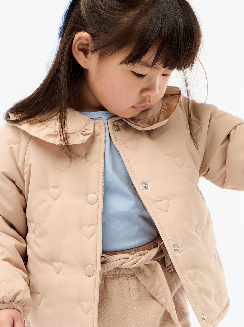 Doudoune matelassée en cœurs Beige - Kiabi