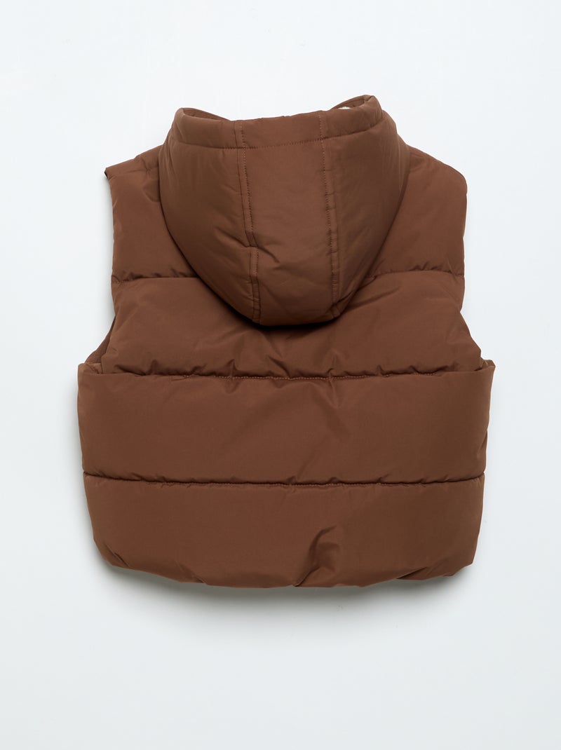 Doudoune matelassée sans manches avec doublure en fausse fourrure Marron - Kiabi