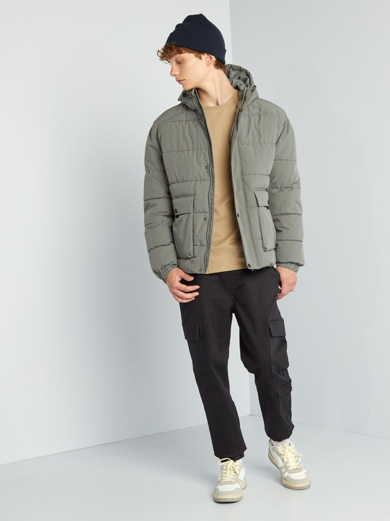 Doudoune mi-longue déperlante Vert - Kiabi